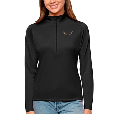 Women's Antigua Black Philadelphia Wings Tribute Quarter-Zip Pullover Top