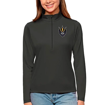 Women's Antigua Charcoal San Diego Seals Tribute Quarter-Zip Pullover Top