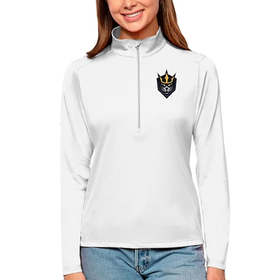 Women's Antigua White San Diego Seals Tribute Quarter-Zip Pullover Top