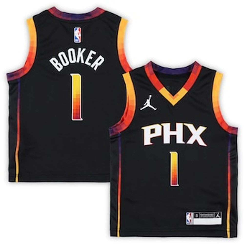 Preschool Jordan Brand Devin Booker Black Phoenix Suns 2022/23 Swingman Jersey - Statement Edition