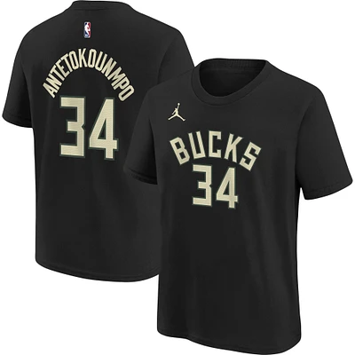 Youth Jordan Brand Giannis Antetokounmpo Black Milwaukee Bucks Statement Edition Name & Number Player T-Shirt