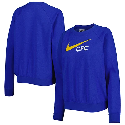 Women's Nike Blue Chelsea Lockup Varsity Tri-Blend Raglan Pullover Sweatshirt