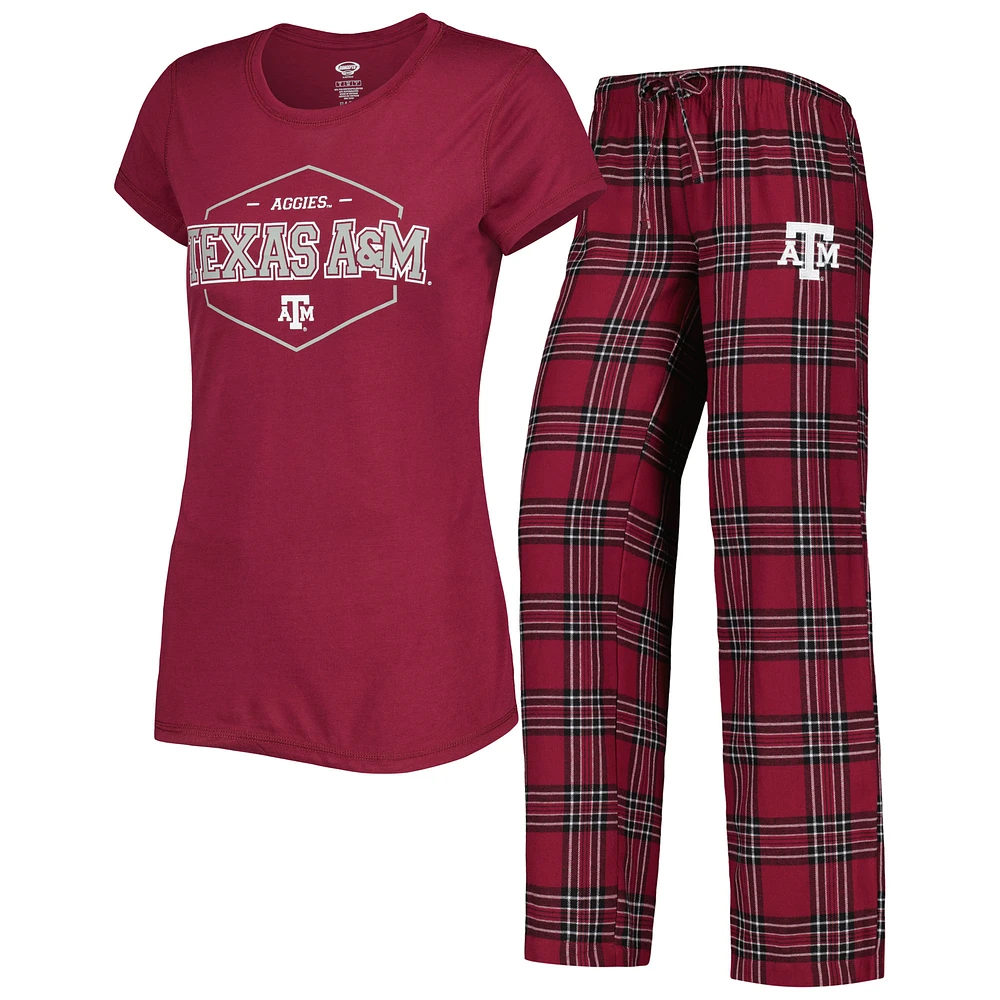 Women's Concepts Sport Maroon/Black Texas A&M Aggies Badge Top & Flannel Pants Sleep Set