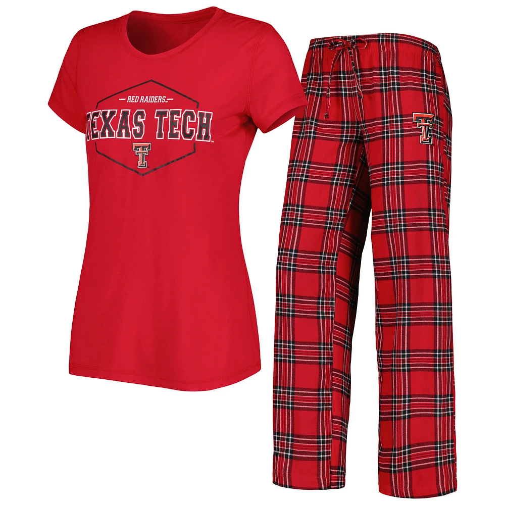 Women's Concepts Sport Red/Black Texas Tech Red Raiders Badge Top & Flannel Pants Sleep Set