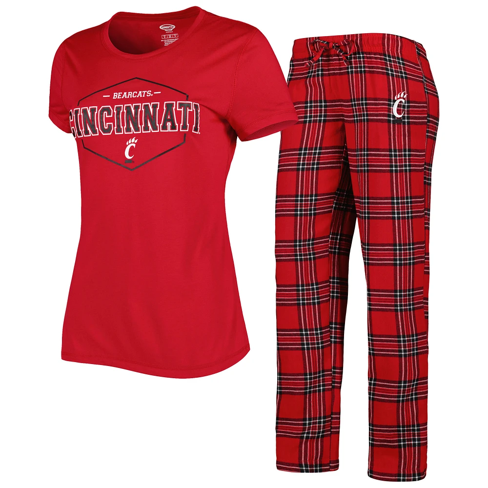 Women's Concepts Sport Red/Black Cincinnati Bearcats Badge Top & Flannel Pants Sleep Set