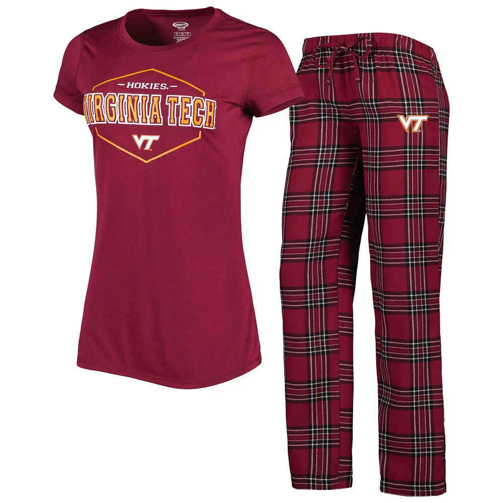 Women's Concepts Sport Maroon/Black Virginia Tech Hokies Badge Top & Flannel Pants Sleep Set