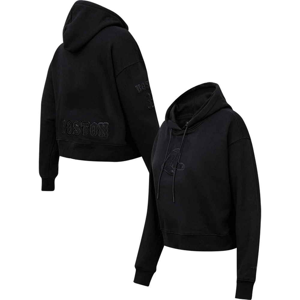 Women's Pro Standard Boston Red Sox Triple Black Cropped Pullover Hoodie