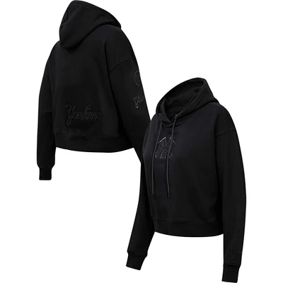 Women's Pro Standard New York Yankees Triple Black Cropped Pullover Hoodie