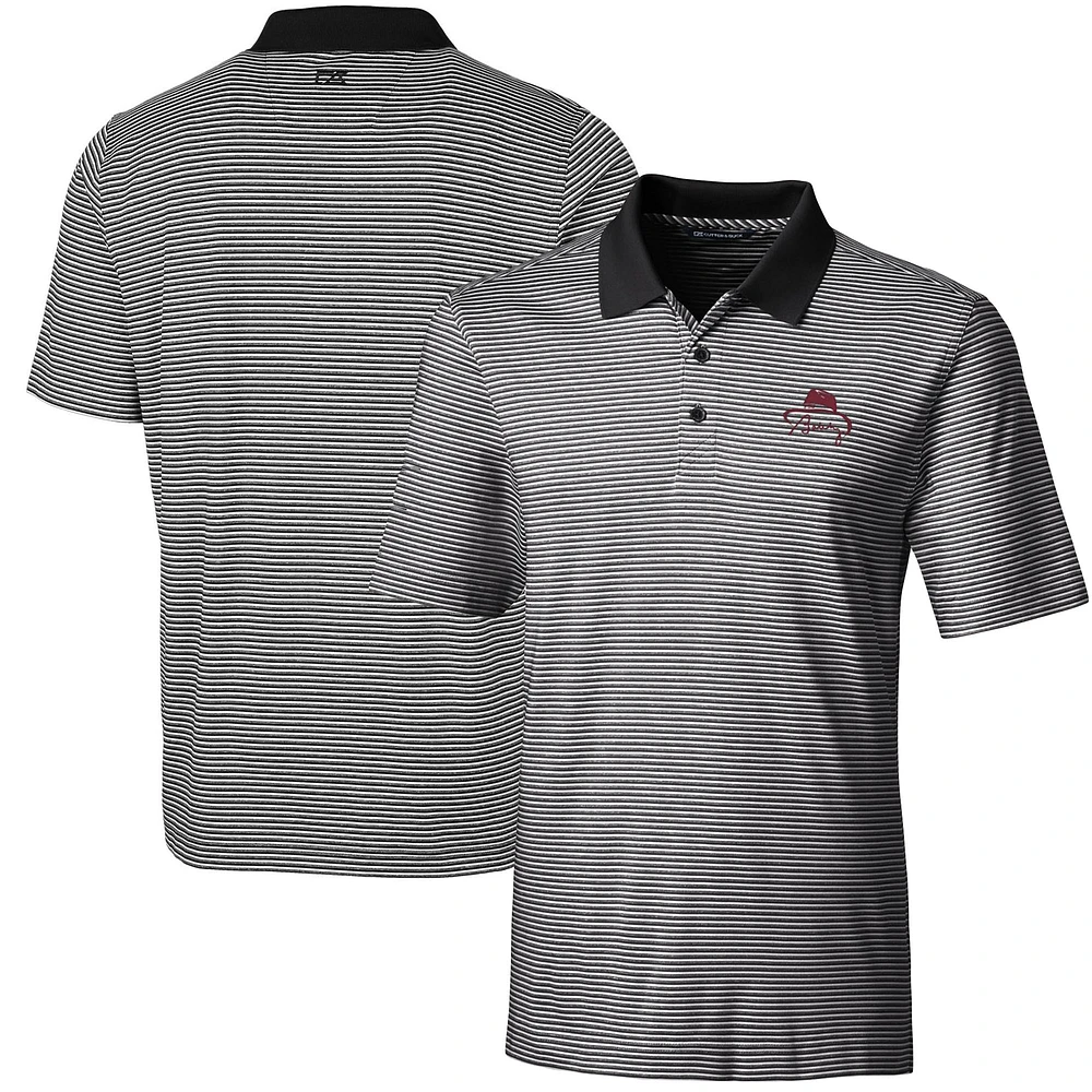 Men's Cutter & Buck Bobby Bowden Black Florida State Seminoles Big & Tall Forge Tonal Stripe Stretch Polo
