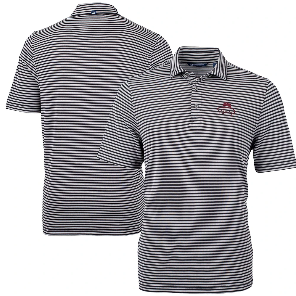 Men's Cutter & Buck Bobby Bowden Black Florida State Seminoles Big & Tall Virtue Eco Pique Stripe Recycled Polo