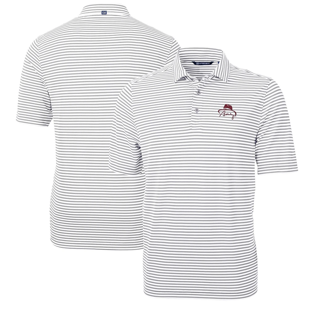 Men's Cutter & Buck Bobby Bowden White Florida State Seminoles Big & Tall Virtue Eco Pique Stripe Recycled Polo