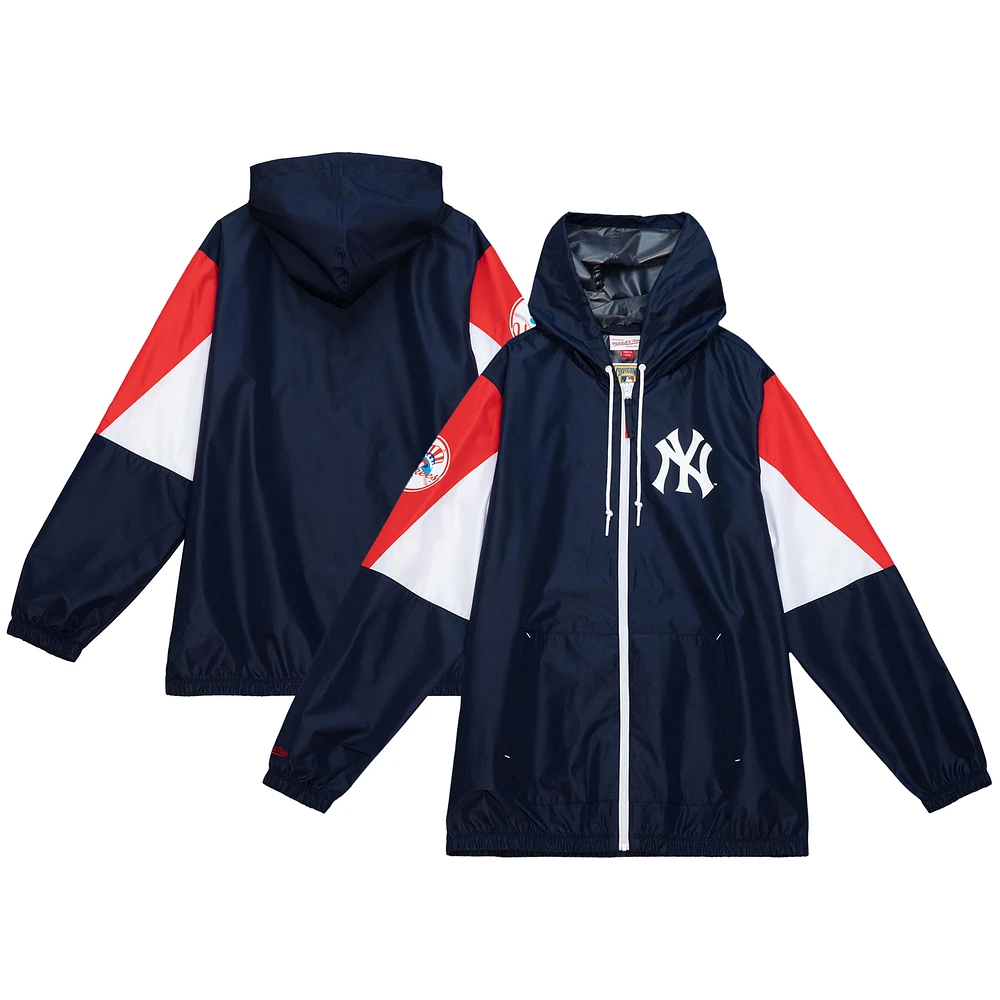 Men's Mitchell & Ness Navy New York Yankees Throw It Back Full-Zip Windbreaker Jacket