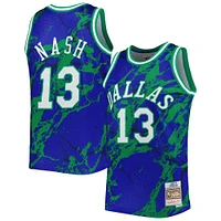 Men's Mitchell & Ness Steve Nash Blue Dallas Mavericks 1998/99 Hardwood Classics Marble Swingman Jersey