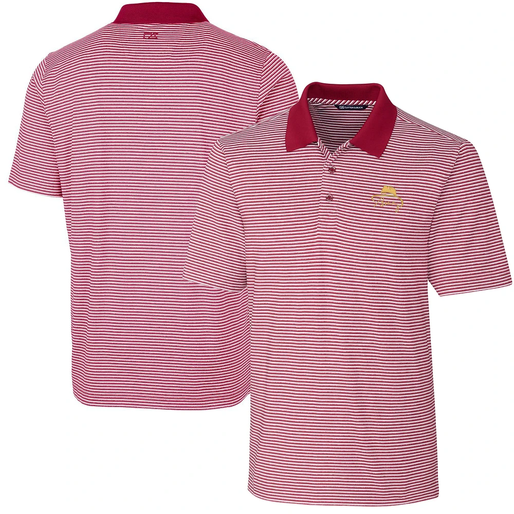 Men's Cutter & Buck Bobby Bowden Garnet Florida State Seminoles Forge Tonal Stripe Stretch Polo