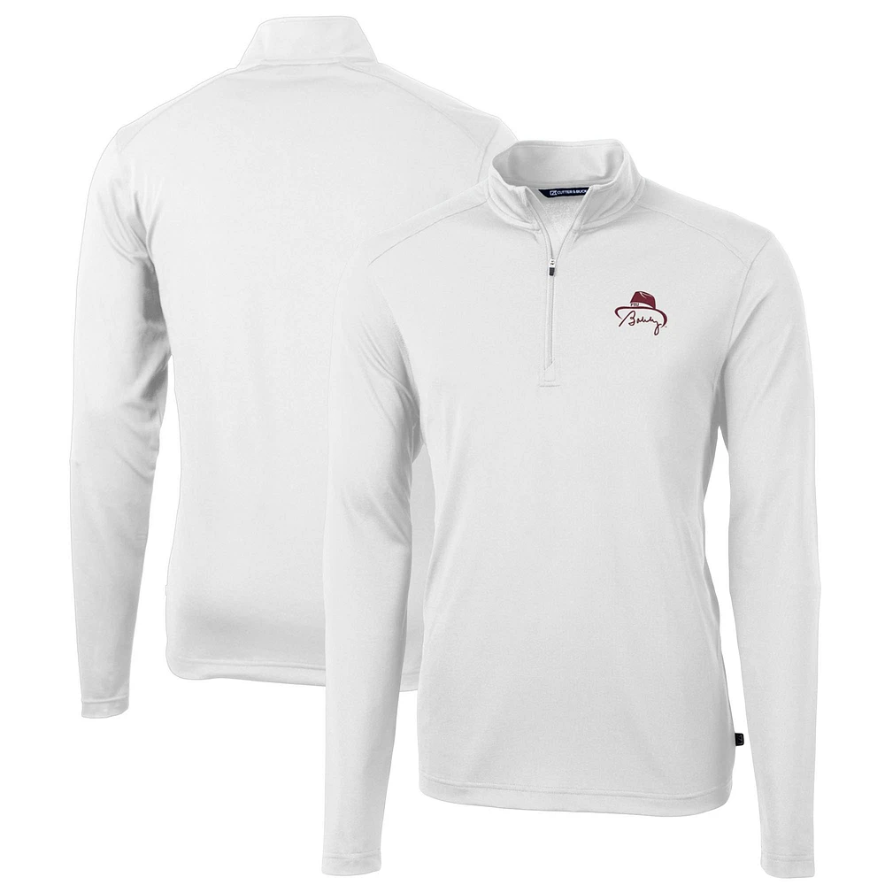 Men's Cutter & Buck Bobby Bowden White Florida State Seminoles Virtue Eco Pique Recycled Quarter-Zip Pullover Top