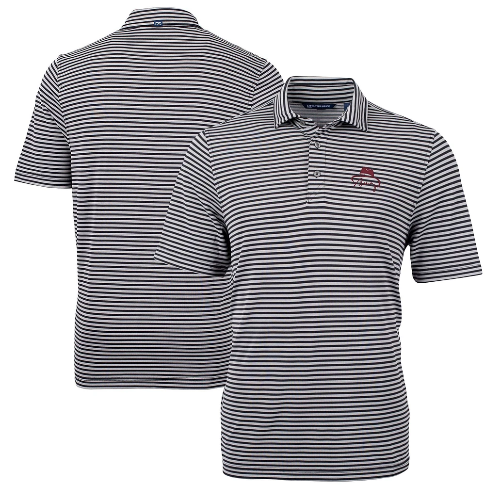 Men's Cutter & Buck Bobby Bowden Black Florida State Seminoles Virtue Eco Pique Stripe Recycled Polo