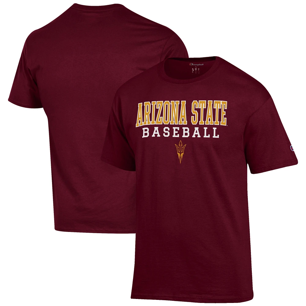 Men's Champion Maroon Arizona State Sun Devils Baseball Stack T-Shirt