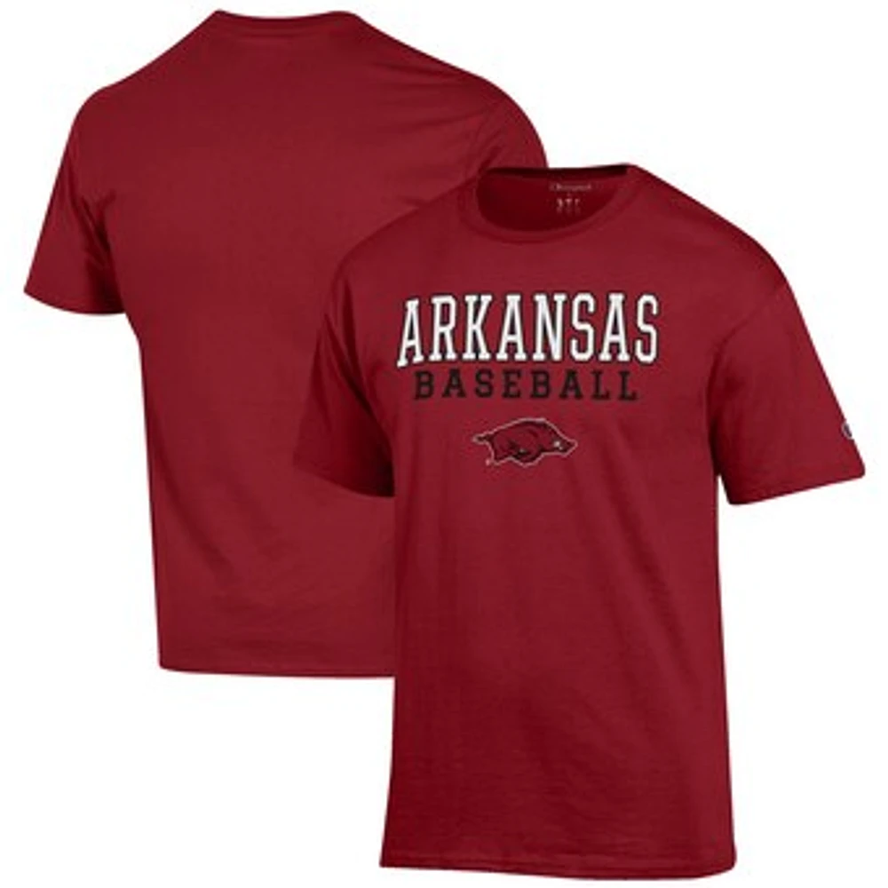 Men's Champion Cardinal Arkansas Razorbacks Baseball Stack T-Shirt