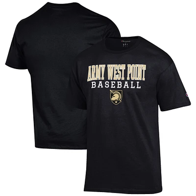 Men's Champion Black Army Knights Baseball Stack T-Shirt
