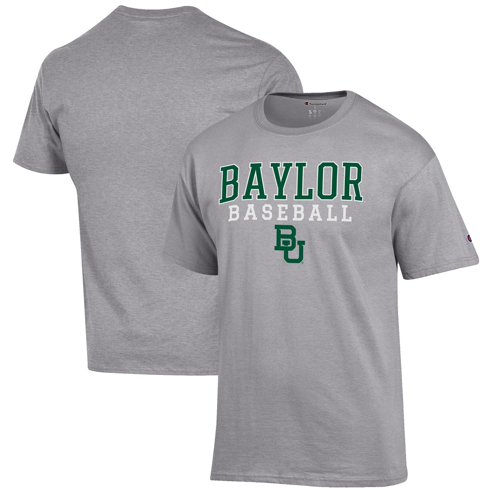 Men's Champion Gray Baylor Bears Baseball Stack T-Shirt
