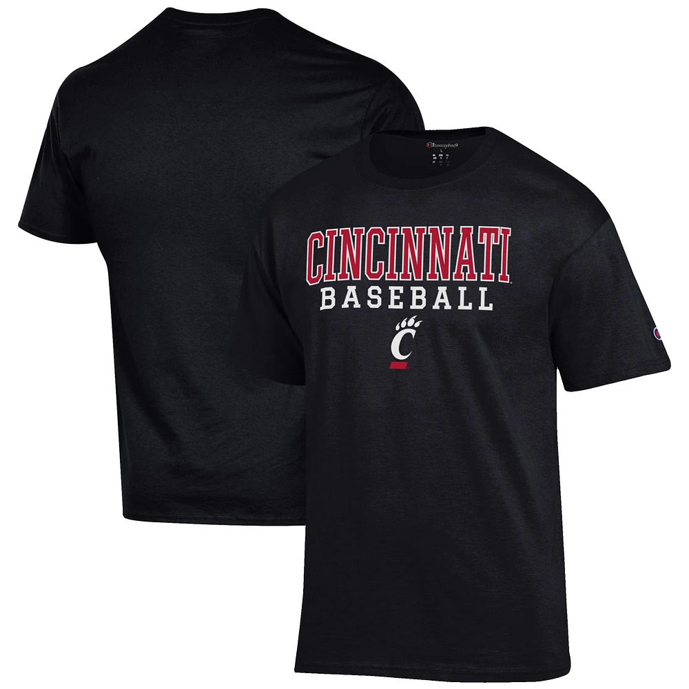 Men's Champion Black Cincinnati Bearcats Baseball Stack T-Shirt