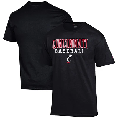 Men's Champion Black Cincinnati Bearcats Baseball Stack T-Shirt