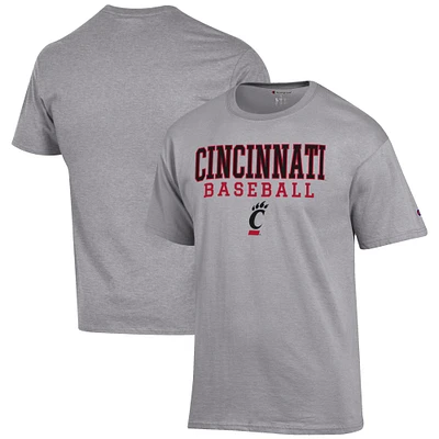 Men's Champion Gray Cincinnati Bearcats Baseball Stack T-Shirt