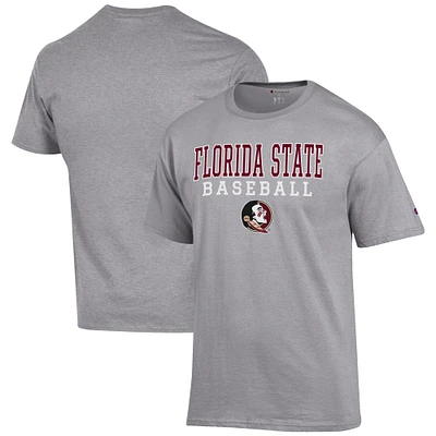Men's Champion Gray Florida State Seminoles Baseball Stack T-Shirt