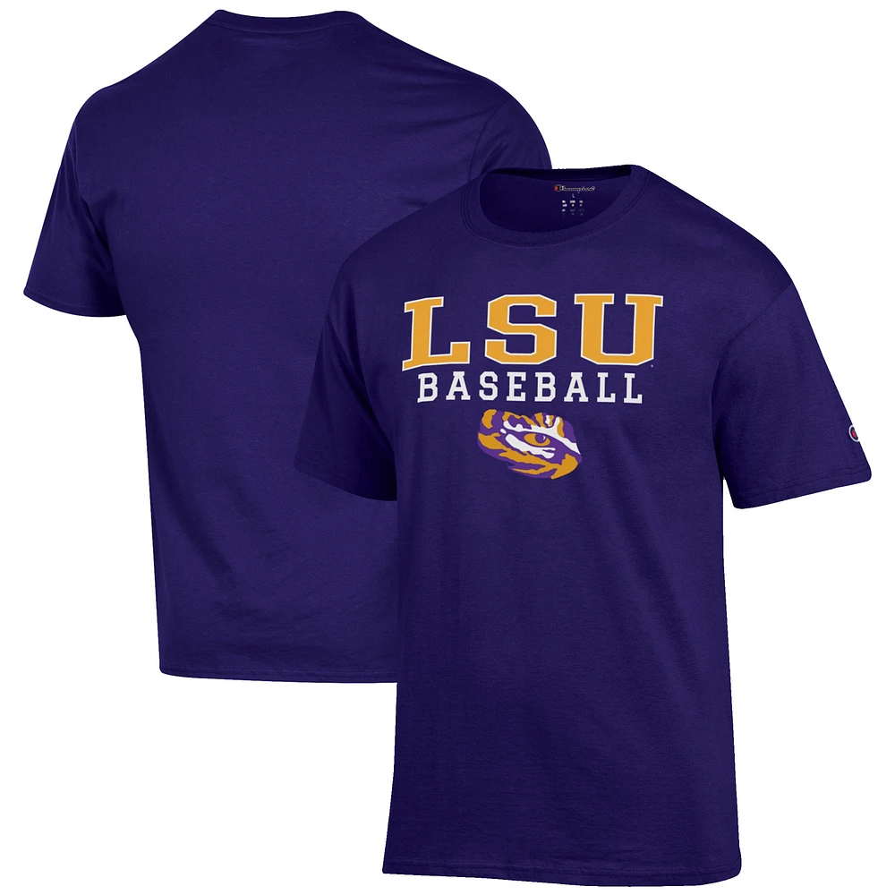 Men's Champion Purple LSU Tigers Baseball Stack T-Shirt