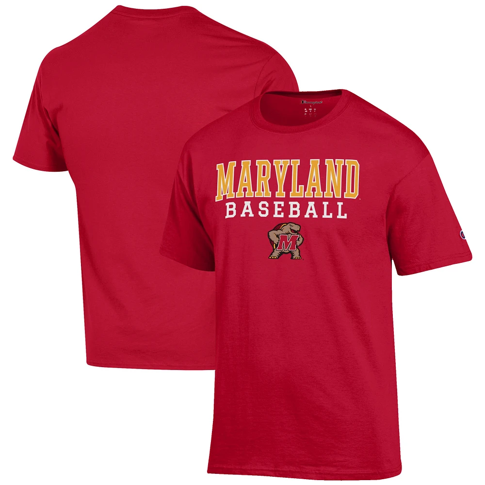 Men's Champion Red Maryland Terrapins Baseball Stack T-Shirt