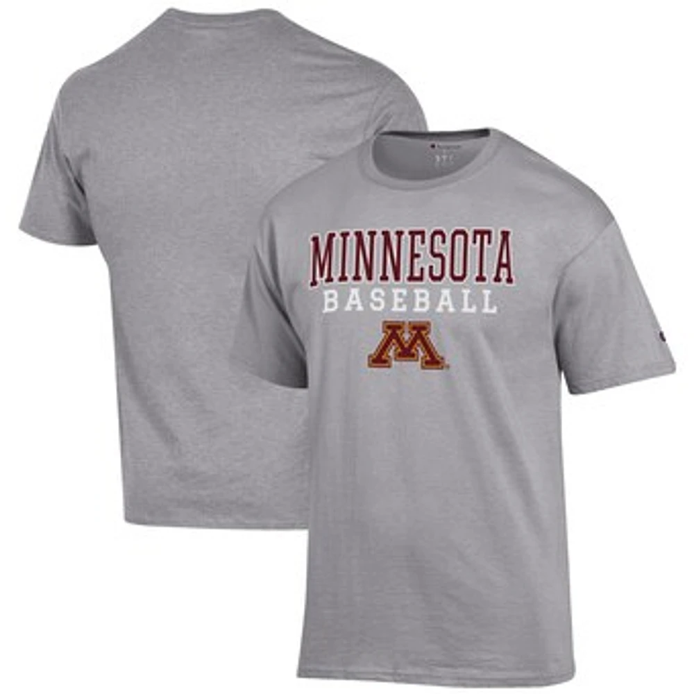 Men's Champion Gray Minnesota Golden Gophers Baseball Stack T-Shirt