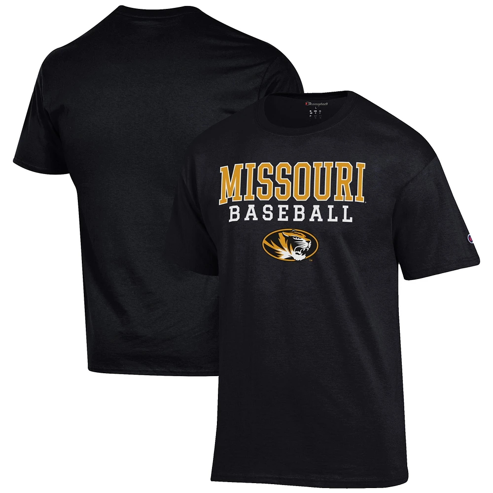 Men's Champion Black Missouri Tigers Baseball Stack T-Shirt