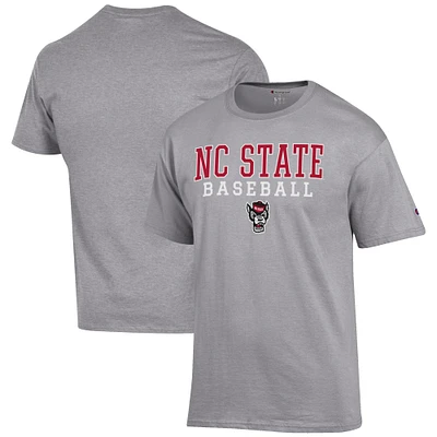 Men's Champion Gray NC State Wolfpack Baseball Stack T-Shirt