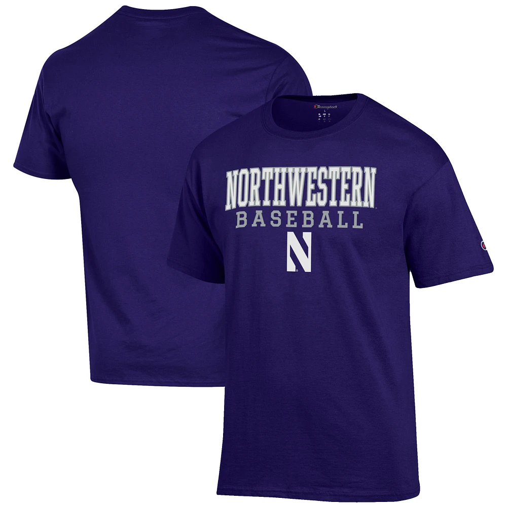 Men's Champion Purple Northwestern Wildcats Baseball Stack T-Shirt
