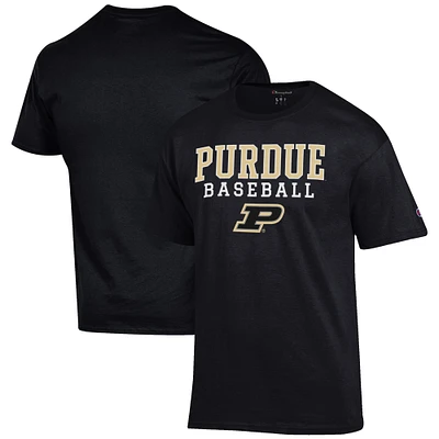 Men's Champion Black Purdue Boilermakers Baseball Stack T-Shirt