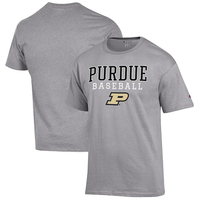 Men's Champion Gray Purdue Boilermakers Baseball Stack T-Shirt