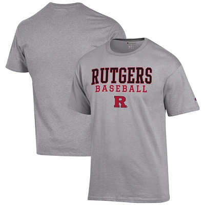 Men's Champion Gray Rutgers Scarlet Knights Baseball Stack T-Shirt