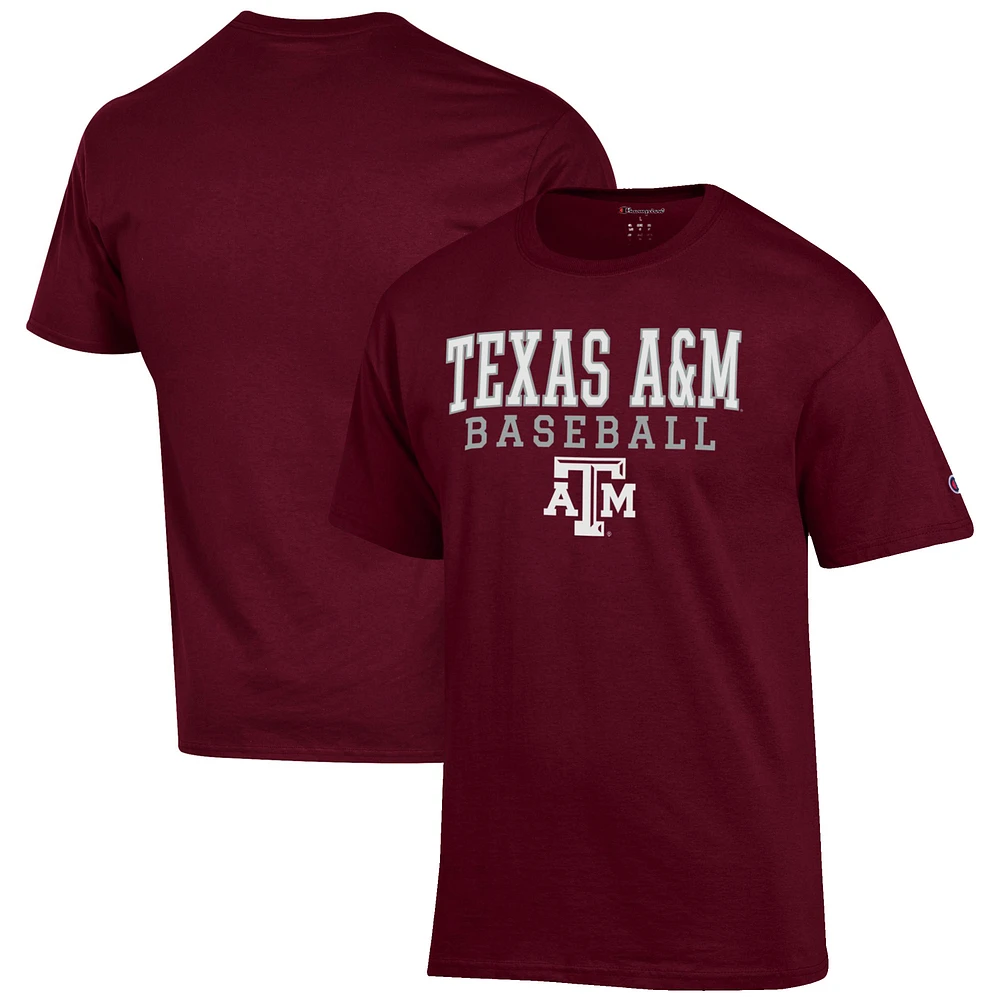 Men's Champion Maroon Texas A&M Aggies Baseball Stack T-Shirt