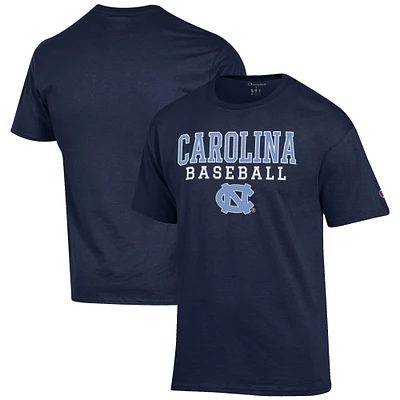 Men's Champion Navy North Carolina Tar Heels Baseball Stack T-Shirt