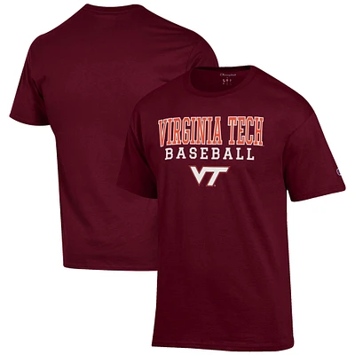 Men's Champion Maroon Virginia Tech Hokies Baseball Stack T-Shirt