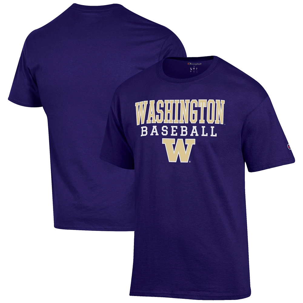 Men's Champion Purple Washington Huskies Baseball Stack T-Shirt