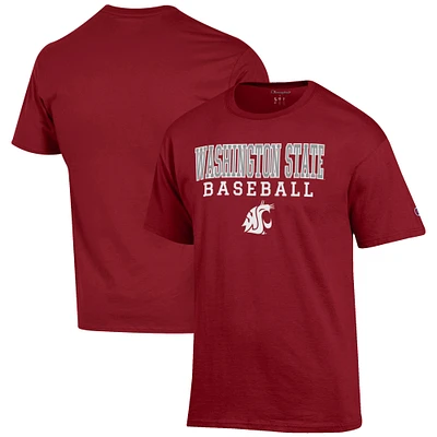 Men's Champion Crimson Washington State Cougars Baseball Stack T-Shirt