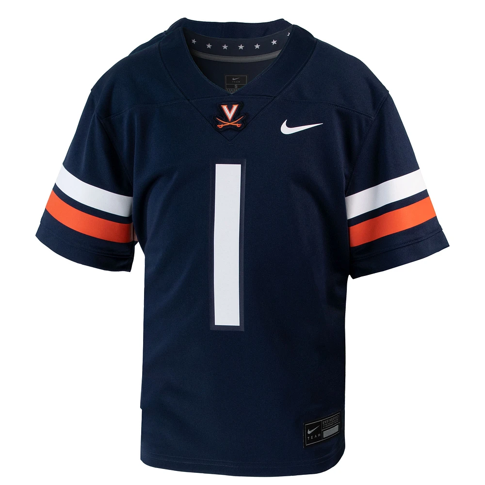 Youth Nike #1 Navy Virginia Cavaliers 1st Armored Division Old Ironsides Untouchable Football Jersey