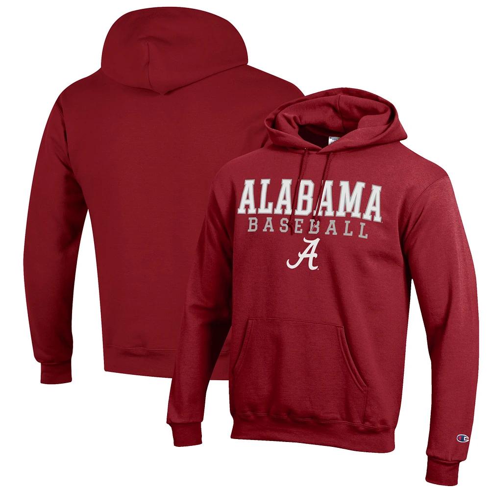 Men's Champion Crimson Alabama Tide Baseball Stack Pullover Hoodie