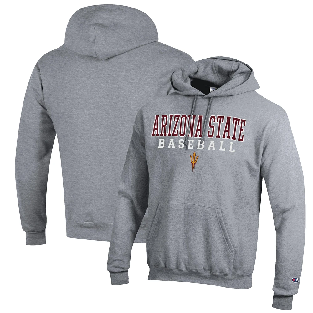 Men's Champion Gray Arizona State Sun Devils Baseball Stack Pullover Hoodie