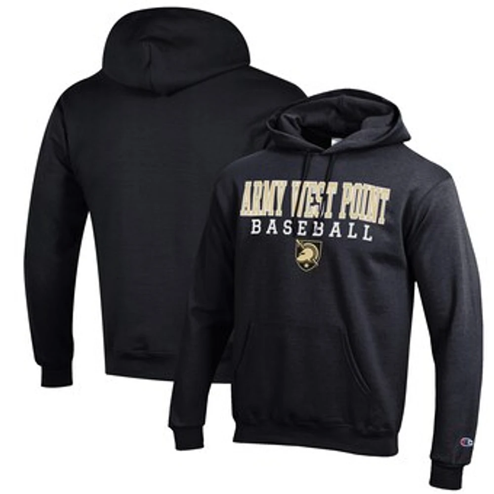 Men's Champion Black Army Black Knights Baseball Stack Pullover Hoodie