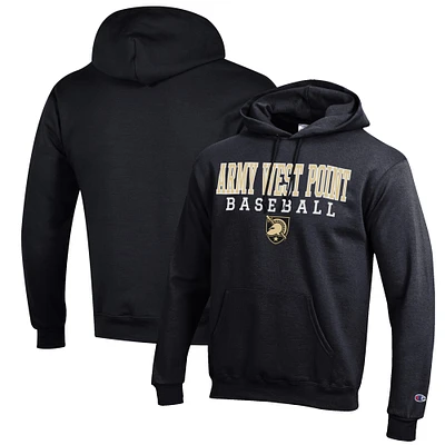 Men's Champion Black Army Black Knights Baseball Stack Pullover Hoodie