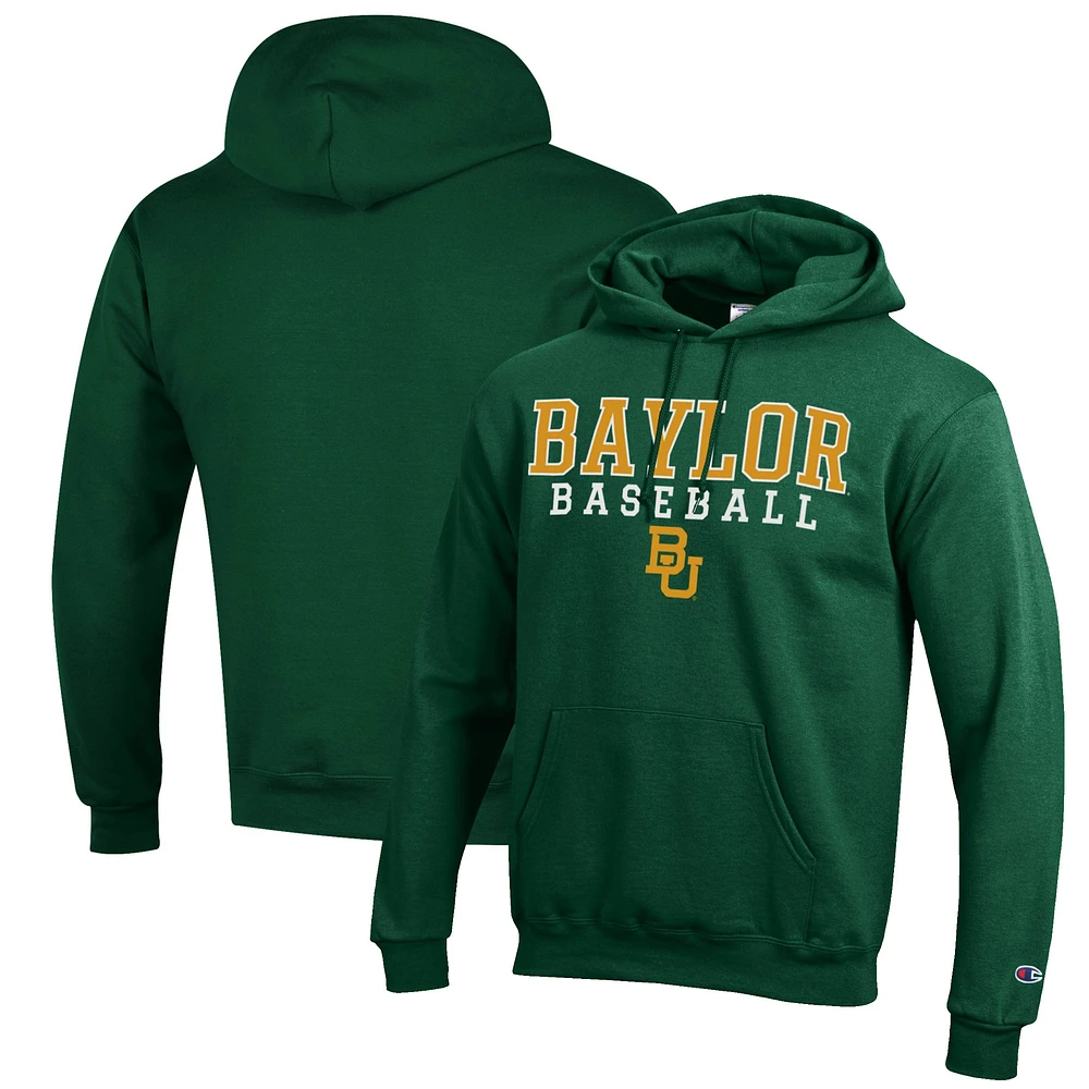 Men's Champion Green Baylor Bears Baseball Stack Pullover Hoodie