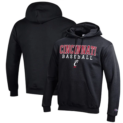 Men's Champion Black Cincinnati Bearcats Baseball Stack Pullover Hoodie
