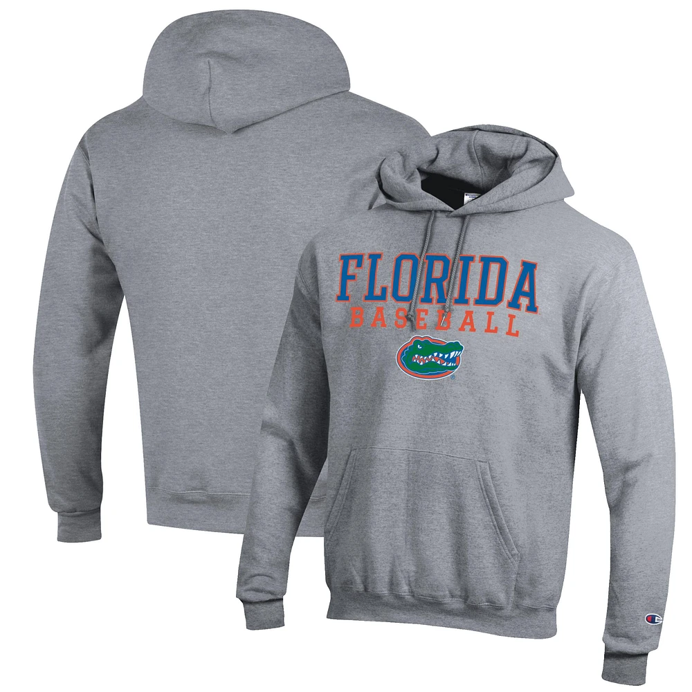 Men's Champion Gray Florida Gators Baseball Stack Pullover Hoodie